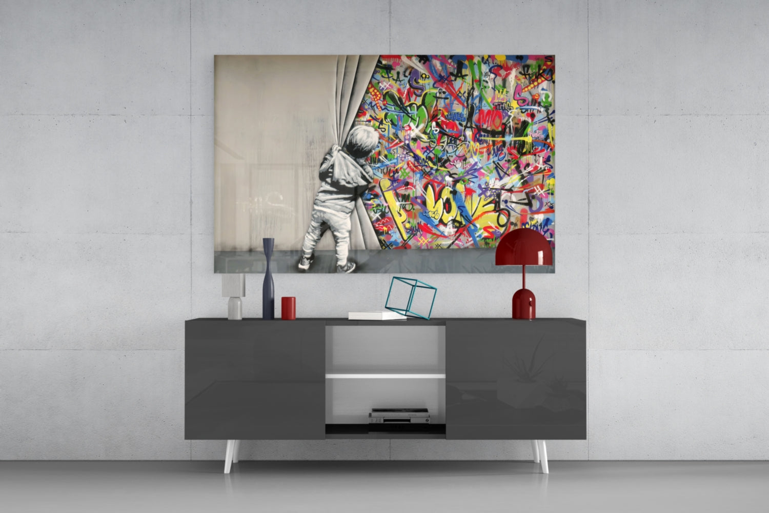 Behind the Curtain Glass Art.