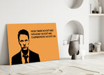 Fight Club close-up showing narrator silhouette beside Tyler Durden buy-things quote