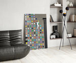 Dots panel adding editorial whimsy to a hallway