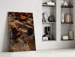 Autumn Picnic glass print enhancing a bedroom with cinematic warmth