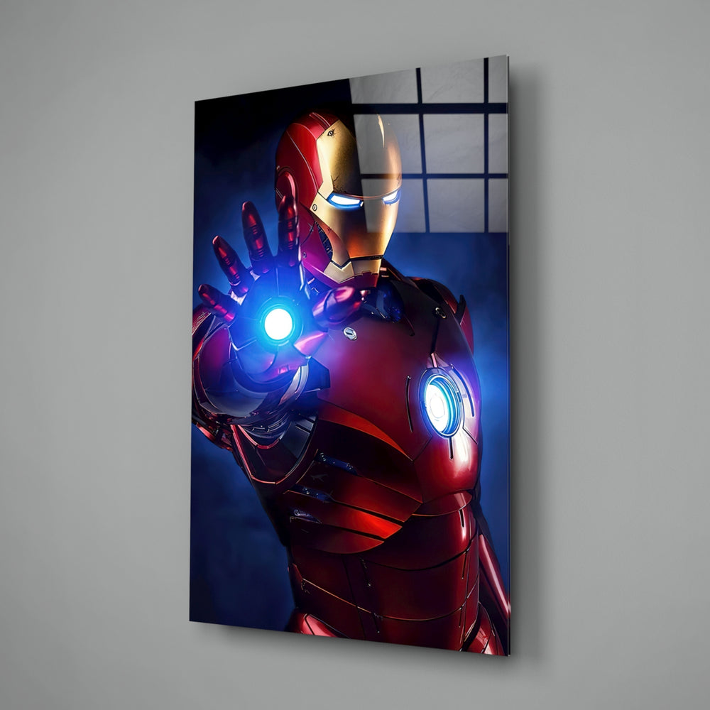 Cinematic-portrait panel bringing electric drama to a contemporary gaming lounge