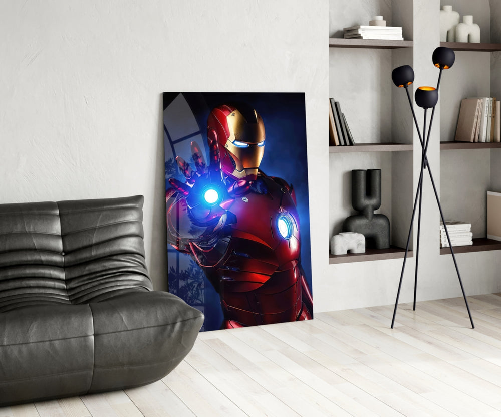 Iron Man panel adding editorial drama to a man cave