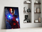 Iron Man glass print enhancing a home theater with cinematic gravity
