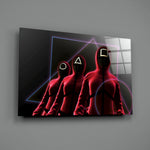 Cinematic-poster panel bringing menacing glow to a contemporary gaming lounge