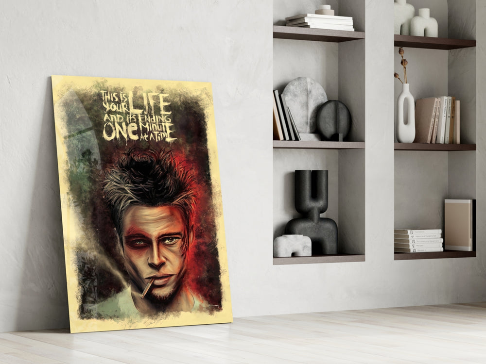 Fight Club glass print enhancing a man cave with cinematic mood