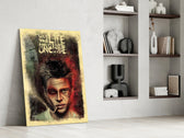 Fight Club glass print enhancing a man cave with cinematic mood