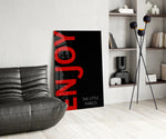 Enjoy The Little Things panel adding editorial focus to an office