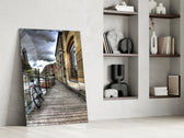 Street View glass print enhancing a restaurant with cinematic poise