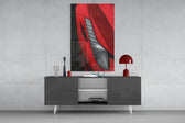 Ferraris Red panel catching low light to reveal its sculptural depth