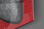 Ferraris Red artwork anchoring a wall with bold luxury-driven palette