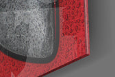 Ferraris Red artwork anchoring a wall with bold luxury-driven palette