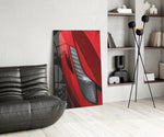 Ferraris Red panel adding editorial mood to a gaming room