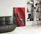 Ferraris Red panel adding editorial mood to a gaming room