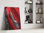 Ferraris Red glass print enhancing a man cave with cinematic gravity