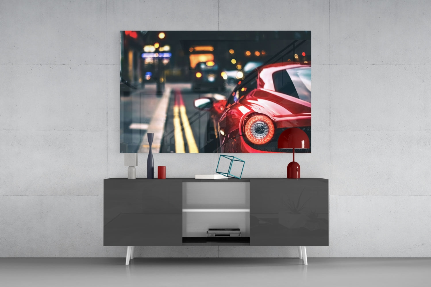 Ferrari’s Red Glass Wall Art.