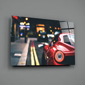 Cinematic-bokeh panel bringing night-luxury glow to a contemporary man cave