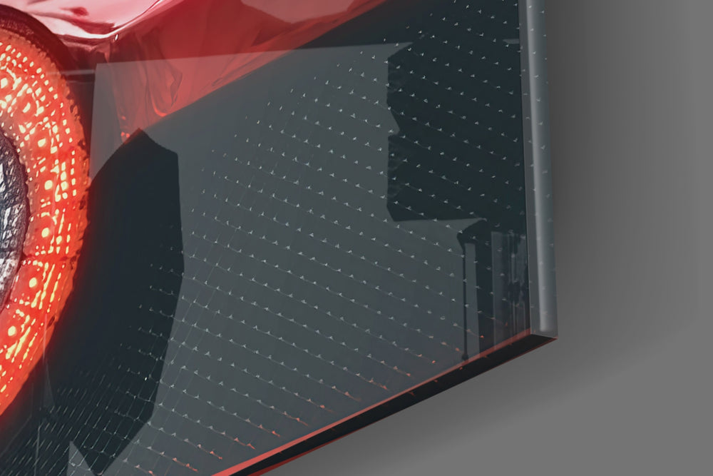 Ferraris Red artwork anchoring a wall with bold luxury-driven palette