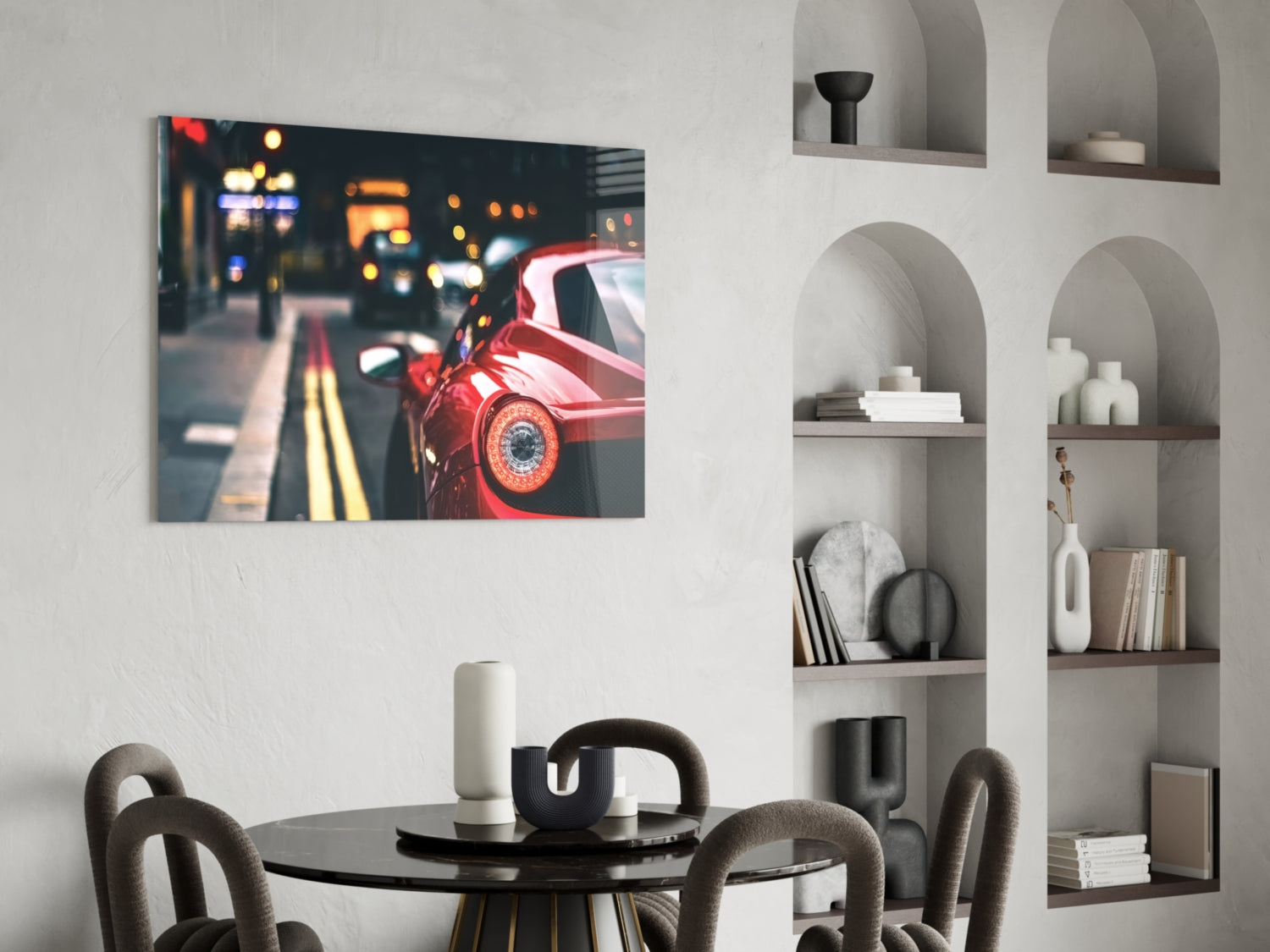 Ferrari’s Red Glass Wall Art.