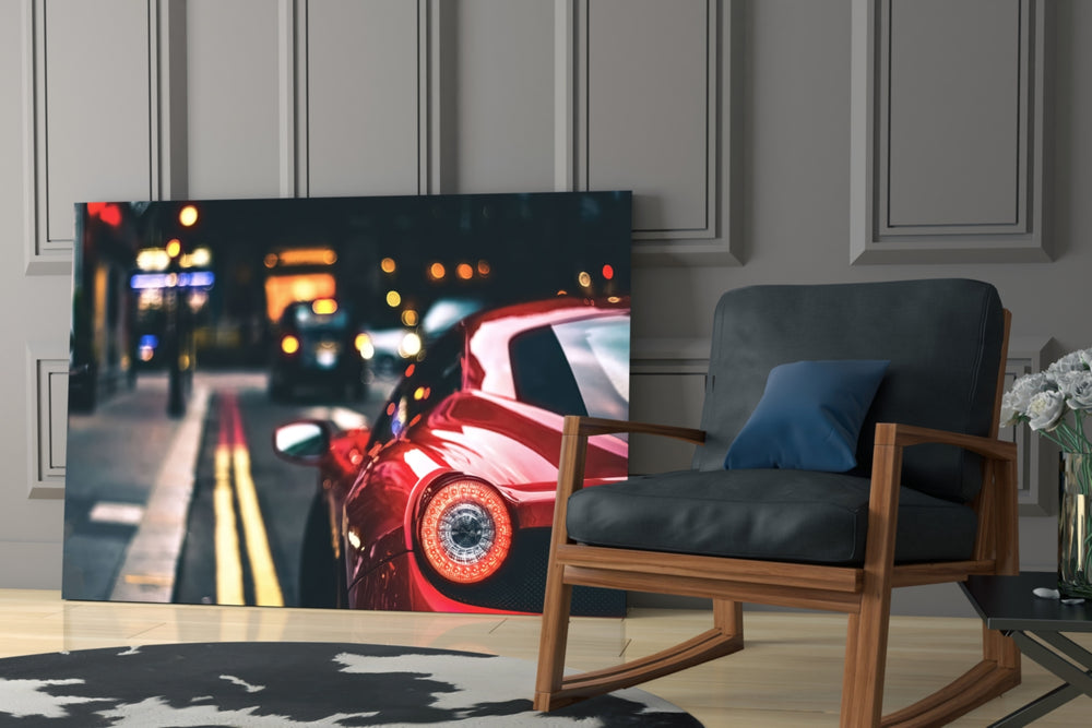 Ferraris Red glass print enhancing an office with cinematic mood