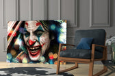 Jokers Laugh glass print enhancing a home theater with cinematic gravity