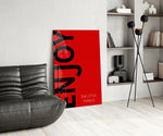 Enjoy The Little Things panel adding editorial focus to an office