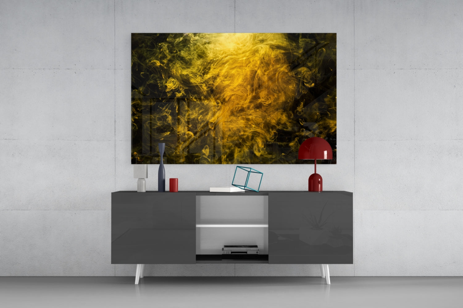 Yellow Smoke Glass Wall Art.