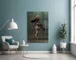 Ballerina glass wall art styled in a hallway