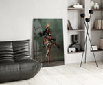 Ballerina panel adding editorial mood to a living room