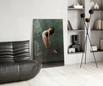 Ballerina panel adding editorial mood to a living room