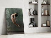 Ballerina glass print enhancing a hallway with cinematic warmth