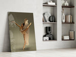 Ballerina glass print enhancing a hallway with cinematic warmth