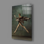 Painterly-dance panel bringing dramatic gravity to a contemporary hallway