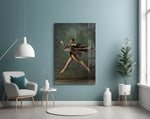 Ballerina glass wall art styled in a hallway