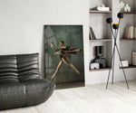 Ballerina panel adding editorial mood to a living room