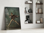Ballerina glass print enhancing a bedroom with cinematic warmth