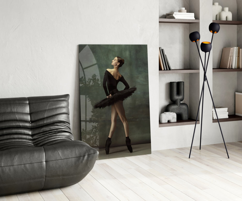 Ballerina panel adding editorial mood to a living room