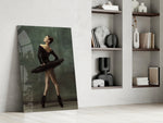 Ballerina glass print enhancing a hallway with cinematic warmth