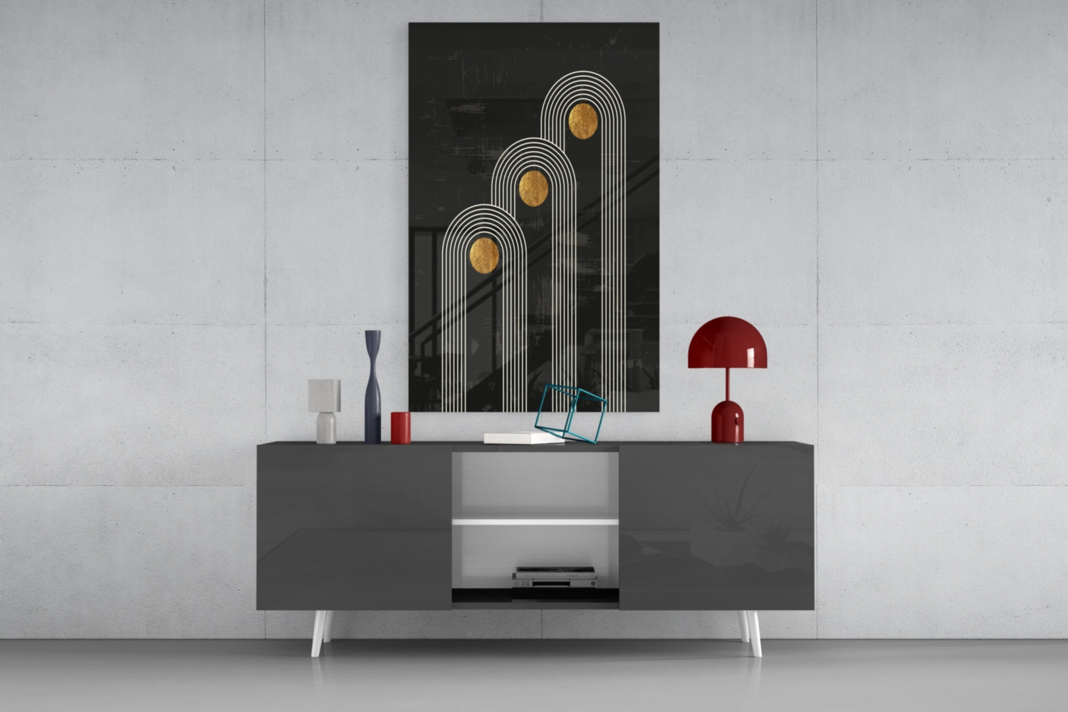 Three Dots Glass Wall Art.