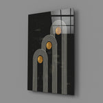 Art-deco panel bringing luxe geometry to a contemporary dining room