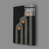 Art-deco panel bringing luxe geometry to a contemporary dining room
