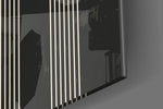 Three Dots artwork anchoring a wall with dark luxe palette
