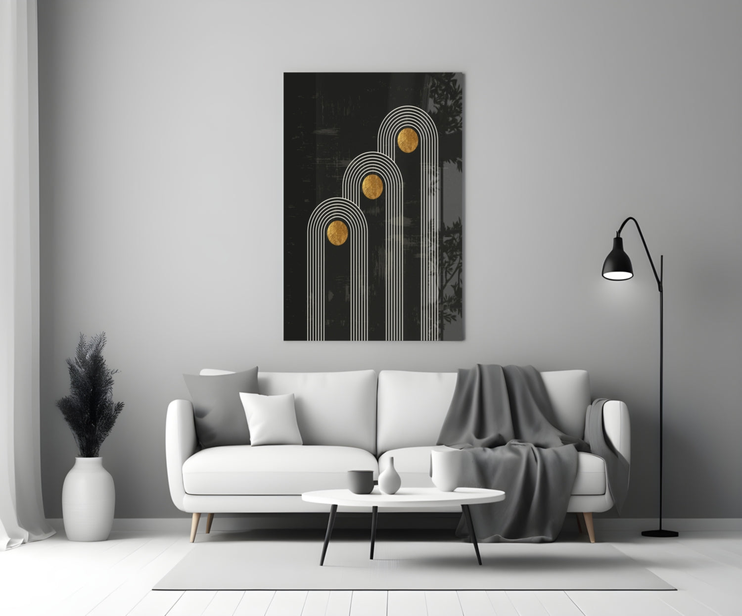 Three Dots Glass Wall Art.