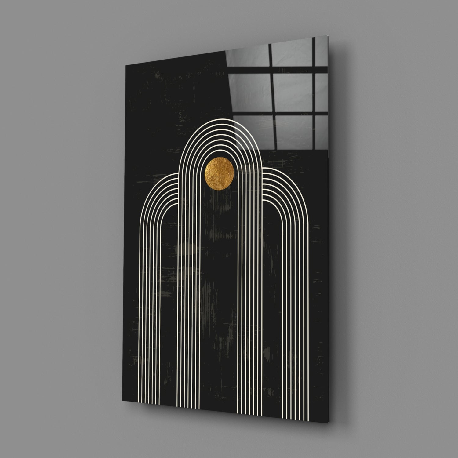 The Dot and Lines Glass Wall Art.