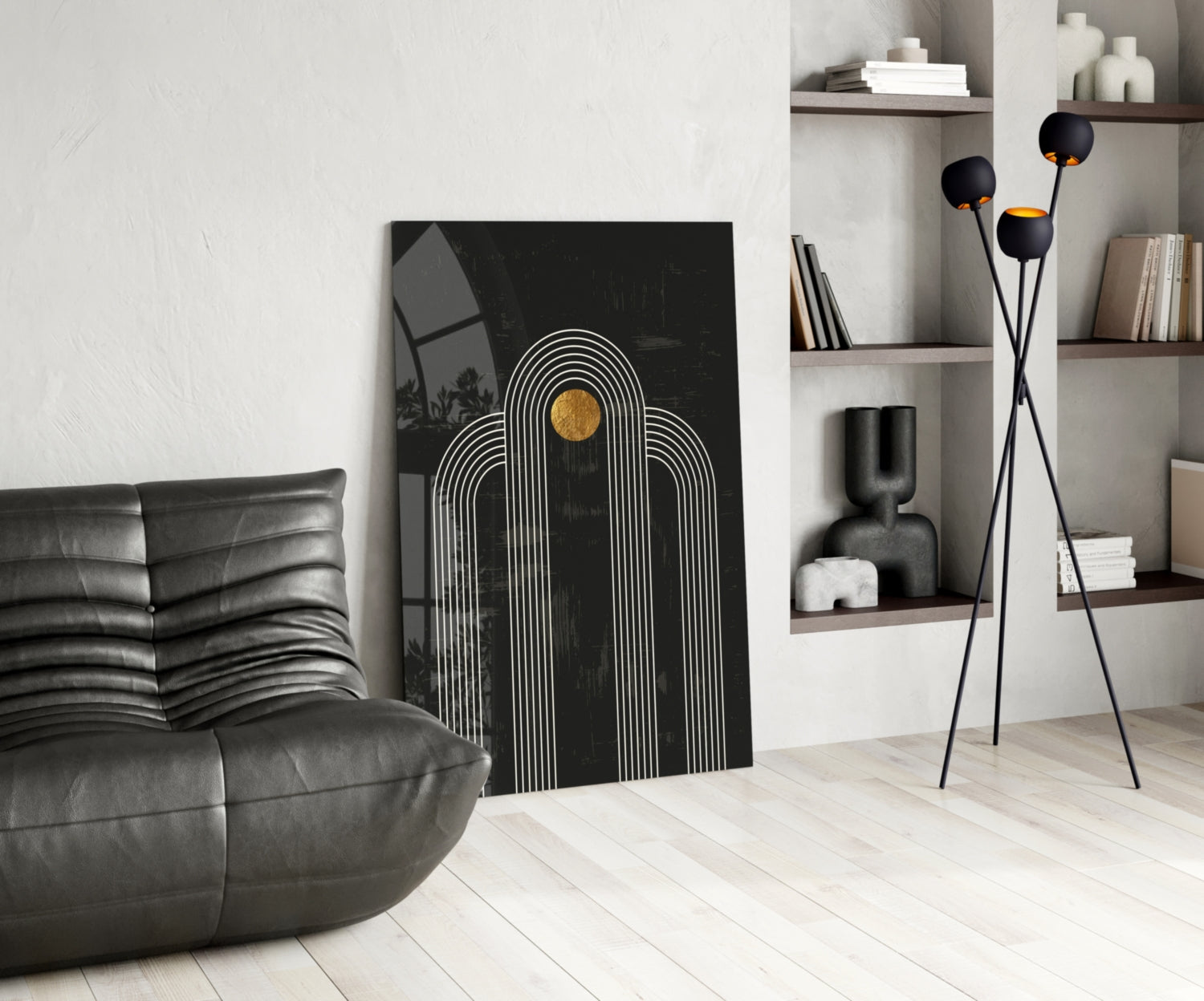 The Dot and Lines Glass Wall Art.