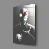 Surreal-Bauhaus panel bringing conceptual gravity to a contemporary office