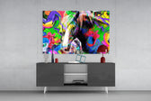 Colored Horse panel catching screen glow to reveal its electric saturation