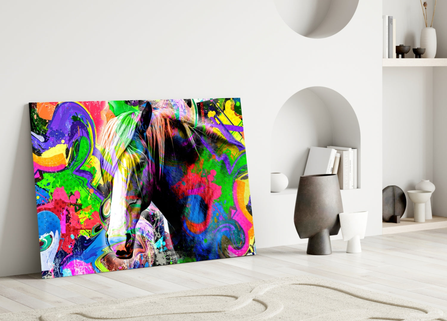 Colored Horse Glass Wall Art.