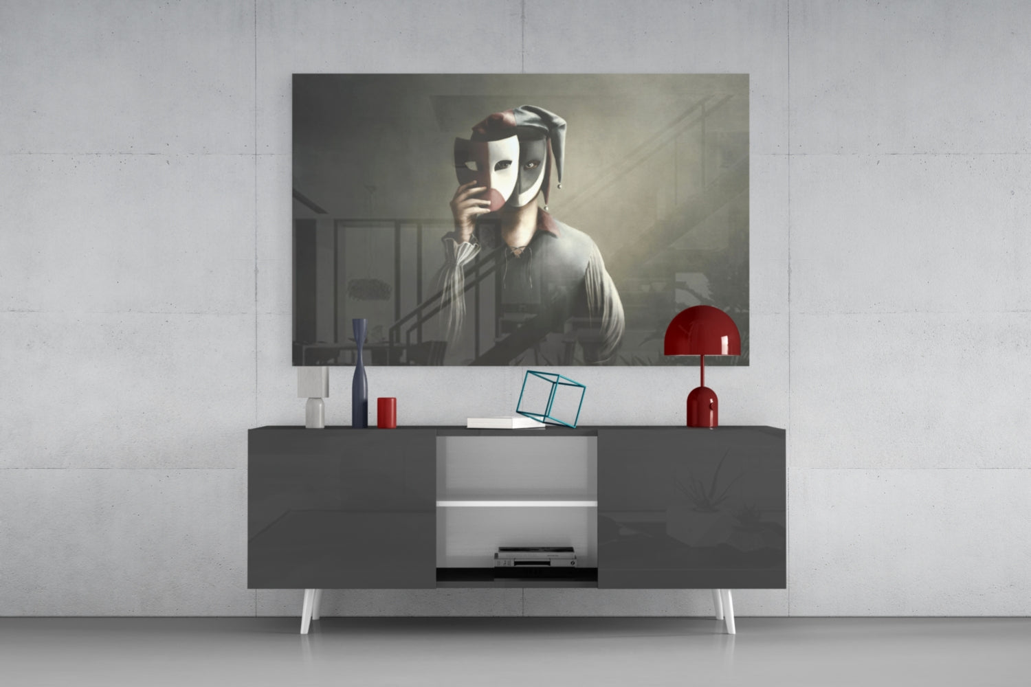 Masks Glass Wall Art.