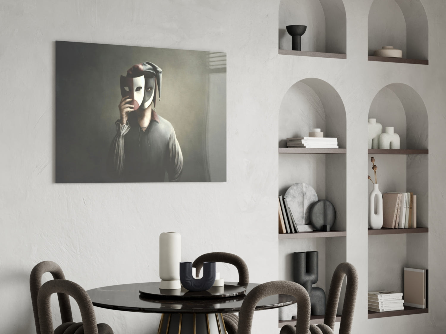 Masks Glass Wall Art.