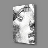 Linear-portrait panel bringing conceptual contrast to a contemporary office